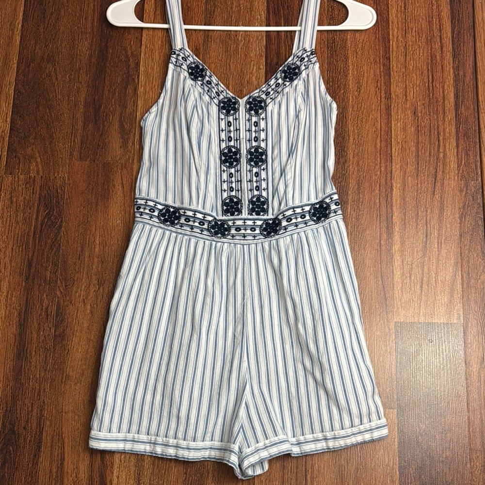 Striped Blue and White Kids Romper